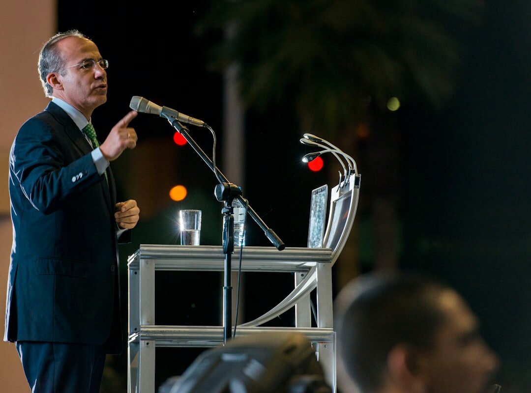 person speaking on stage